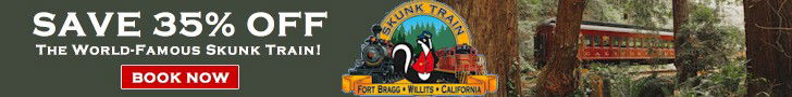 Save 15% Off Skunk Train Railbikes and Pudding Creek Express